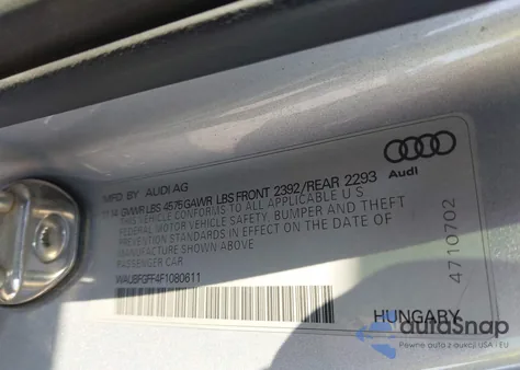 2015 Audi A3 2.0T Premium from USA, damaged, VIN WAUBFGFF4F1080611